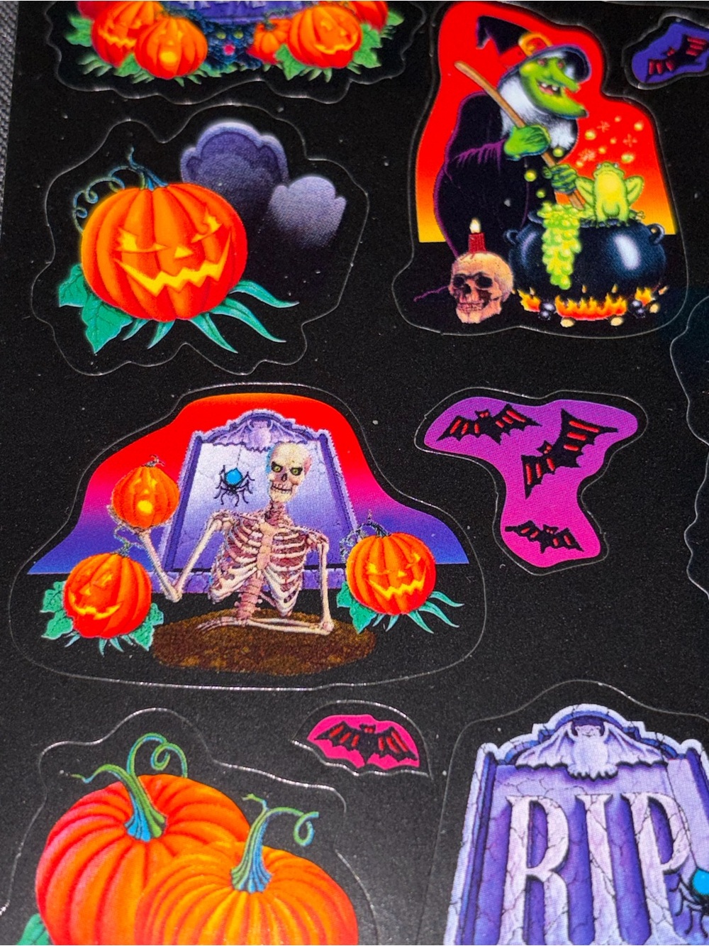 Vtg 1990s Eye Catching Bright Halloween Themed Full Sticker Sheet - Picture 6 of 7